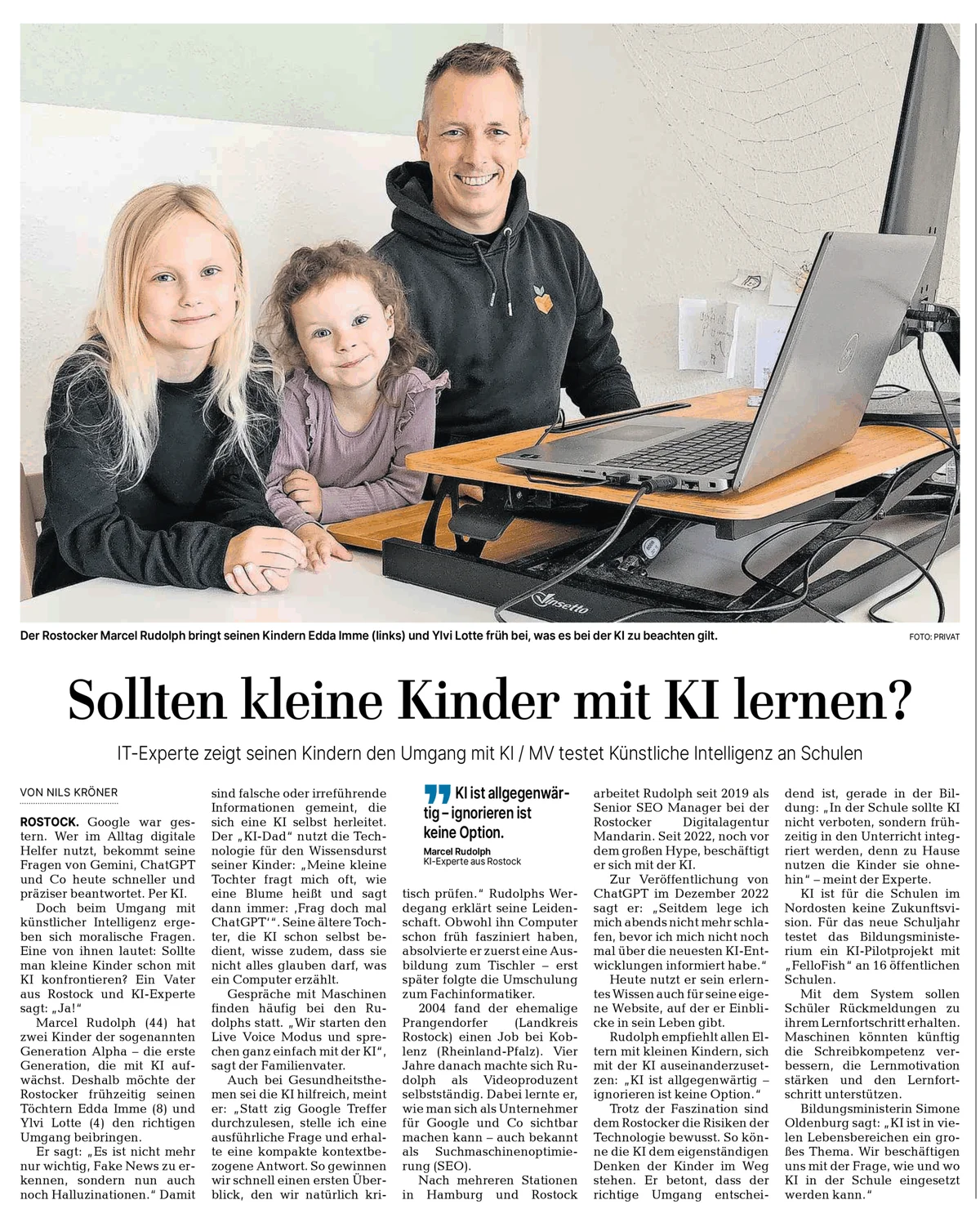 Titelbild: Gehört KI bereits in die Grundschule? Mein Artikel in der Ostsee-Zeitung