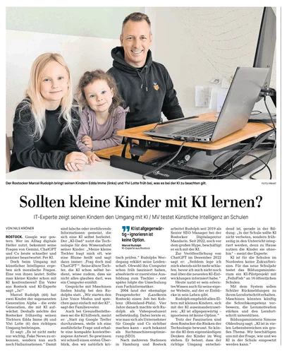 Titelbild: Gehört KI bereits in die Grundschule? Mein Artikel in der Ostsee-Zeitung