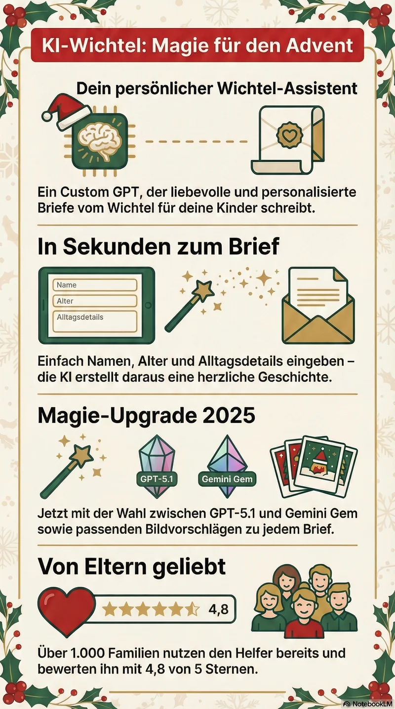 Infografik: Der KI-Wichtel schreibt persönliche Weihnachtsbriefe für Kinder