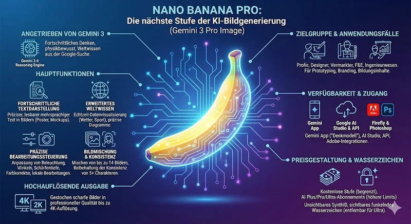 Infografik zur Nano Banana Pro KI-Bildgenerierung