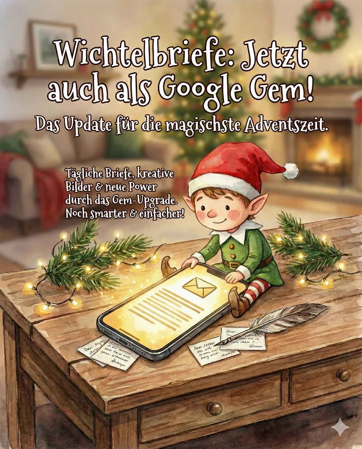 Titelbild: ✨ Briefe vom Wichtel mit KI 2025 – jetzt mit GPT-5.2 und Gemini Gem