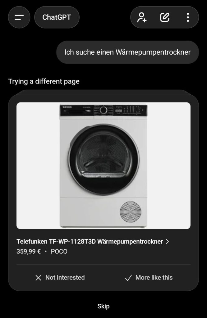 chatgpt shopping vorauswahl7