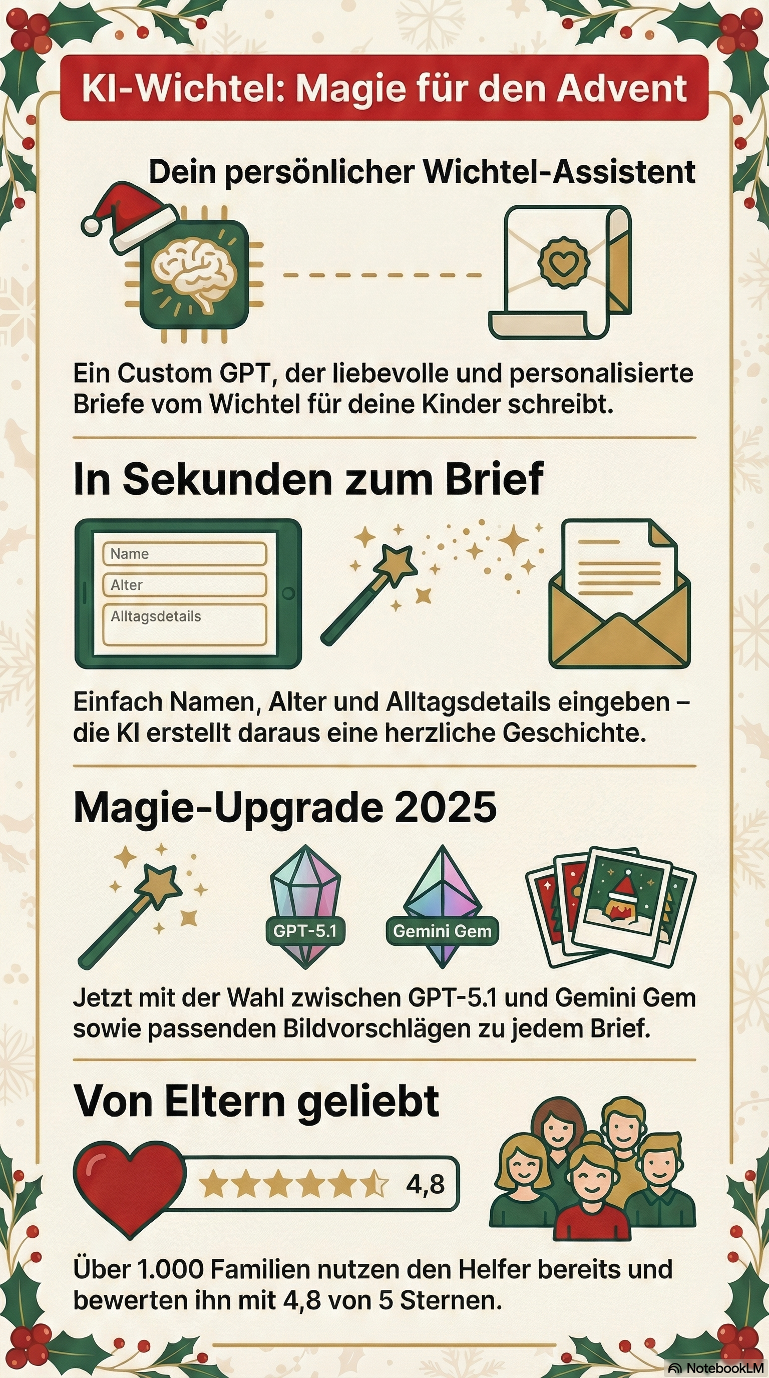 Infografik: Der KI-Wichtel schreibt persönliche Weihnachtsbriefe für Kinder